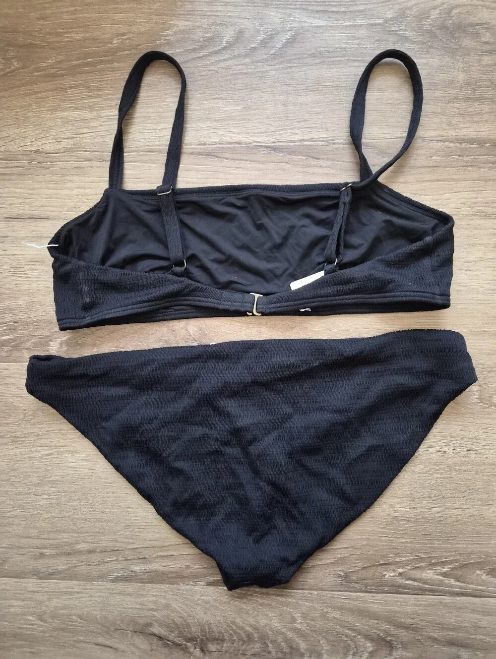 Faherty Black Textured Scoop Bikini Set XL